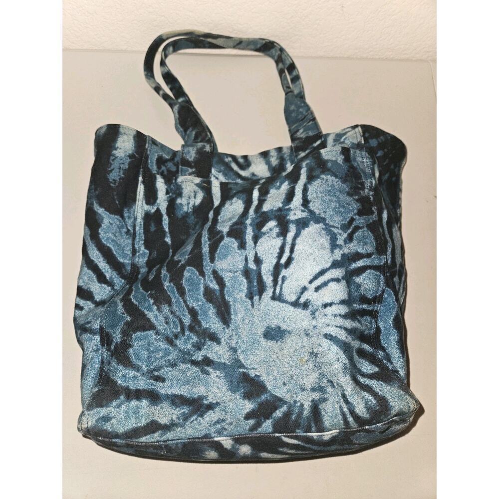 Lucky Brand Blue Tye Dye Canvas Tote 15x12x4.5 - Picture 7 of 9